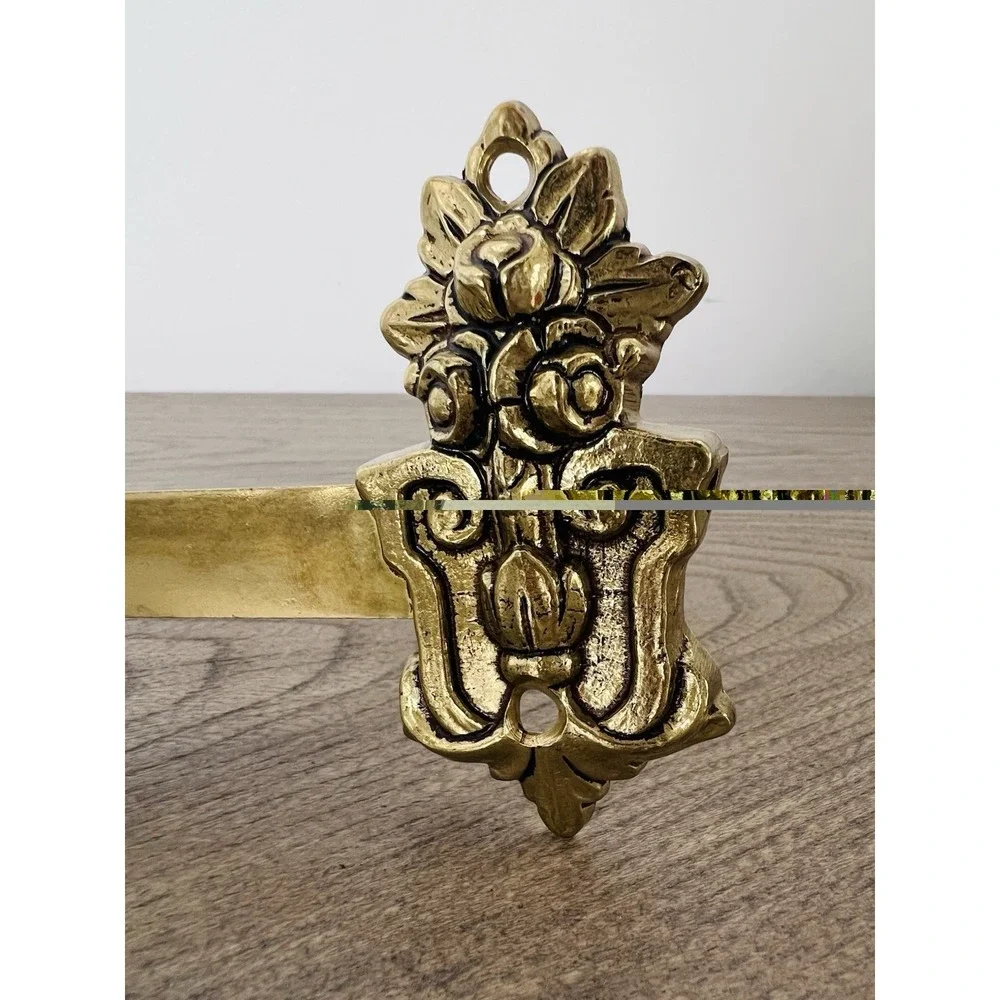 Vintage Ornate Brass Curtain Tie Back/towel Holder Floral Victorian Large